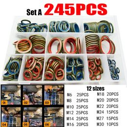 100/245pcs Gasket Sealing Gasket Set Oil Drain Combined Washer Seal Set M6 M8 M10 M12 M14 M16 M18 M20 M22 M24 M27 M30