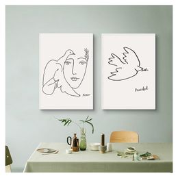 Drawing Wall Art Canvas Painting Nordic Posters And Prints Wall Pictures For Living Room Decor Picasso Matisse Girl Bird Line