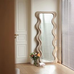 Irregular Art Floor Mirror Nordic Design Decorations Living Room Wavy Frame Full Length Mirror Home Design Spiegel Korean Decor