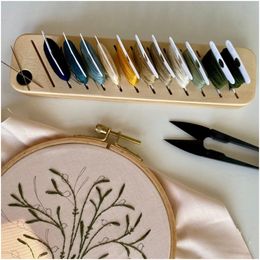 New Portable Tools Embroidery Floss Thread Organiser Stitch Holder Wooden Bobbin Rack String Ribbons Cross Stitch Storage Holder