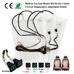 Car Seat Covers Universal Heater Kit Fit 2 Seats 12V 27W Carbon Fibre Heating Pads 3 Level Dual Control Switch System Coloured Buttons