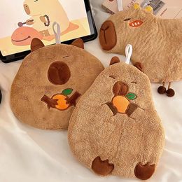 Towel Cute Hand Capybara Shape Kids Coral Fleece Absorbent Bathing Towels Kitchen Hanging Soft Wipe Dishcloth