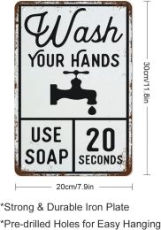 Metal Tin Sign Vintage Metal Signs Wash Your Hands Use Soap Bathroom Sign Farmhouse Sign Retro Wall Decor Tin Sign Funny