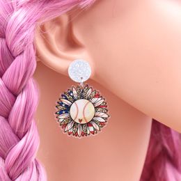 1pair New product CN Drop sunflower baseball TRENDY 4th of July Independence Day Acrylic earrings Jewellery for women