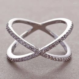 Wedding Rings Women Engagement Ring Full Paved Stone Silver Colour Elegant Simple Female Jewellery