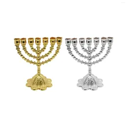 Candle Holders Hanukkah Menorah Jewish Holder 7 Branches Traditional For Candlelight