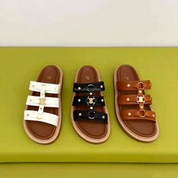 Rubber Slide Designer Slipper Vintage Mule Summer Loafer Frau Sandale Schnalle Sliders Leder Luxus Freizeitschuhe Lady Fashion Flat Heel Schuh Neue Style Strand Sandale