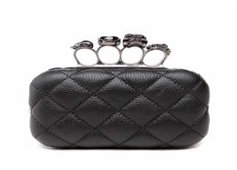 Skull Ring Woman Evening Bag Vintage Plaid Clutch Ladies Messenger Bags Mini Black Luxury Party Clutches Purse9833394