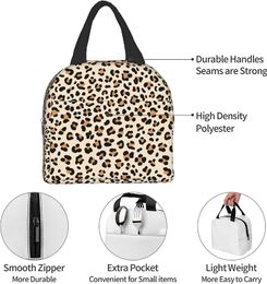 Leopard Aesthetics Lunch Bags Cheetah Pattern Insulated Reusable Lunch Box Thermal Cooler Tote Bag for Teen Adult Work Picnic