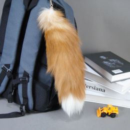 Real Fox Fur Tail Keychain For Women Men Pompom Personality Bag Pendant Car Key Ring Holder Fluffy Accessories Chain Charm Gift