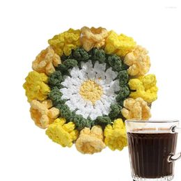 Table Mats Crochet Flower Placemats For Mugs Cups Decorative Dining Knitted Cup Drinks Water