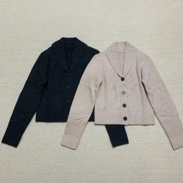 Women's Knits Dark Grey Knit Cardigans Sweaters 2024 Women Button Autumn Clothes