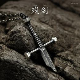 Pendant Necklaces "Broken Sword Men's Necklace Thai Silver Light Luxury And Unique Design