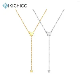 Pendants KIKICHICC 925 Sterling Silver Gold Butterfly Adjustable Necklace Long Chain Women Piercing