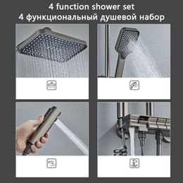 New Hot Sale Piano Bathroom Shower System Set Brass Gray Digital Shower Set Bathtub Faucet Set Rainfall Manual Thermostat Shower