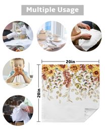 Autumn Eucalyptus Leaves Sunflower Table Runner Wedding Party Dining Table Cover Cloth Placemat Napkin Home Kitchen Decoration