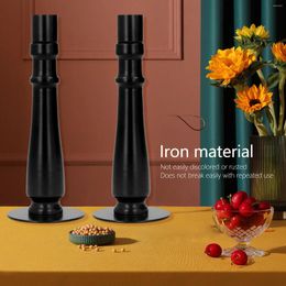 Candle Holders 2pcs Black Taper Antique Elegant Polished Finish Rust Protection Candlestick For Tabletop