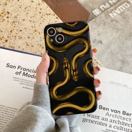 Black Cool Snake Phone Case for IPhone 14 13 12 11 Pro X XS XR Max 7 8 Plus SE 2 3 Mini Shockproof Soft Silcone Back Cover Funda