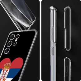 Serbia Flag Clear Phone Case For Samsung Galaxy S23 S22 5G S20 Ultra S21 FE 5G S10E S9 S8 S10 Plus Soft Shockproof Back Cover