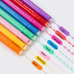 Emphasize Key Points Non-Slip Assorted Colors Grass Pattern Curve Line Highlighter Pen Painting Supplies