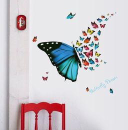 Colourful Flying Butterfly Wall Stickers Butterfly Dream Kids Room Nursery Wall Decals Living Room Window Glass Decor Wall Graphic 9016825