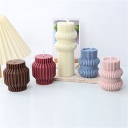 3D Spiral Cylinder Candle Silicone Mould Vertical Stripe Regular Art Geometry Architecture Series Aromatherapy Gypsum Soap Mould