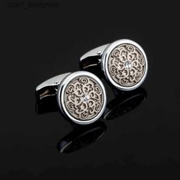 Cuff Links Vintage Pattern Cufflinks for Mens Shirt Cuff Accessories crystal Art Cuff link Top Grade Designer Cuff Brand Jewellery Y240411