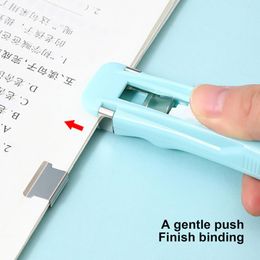 Creative Push Clip Stapler Anti-slip Easy to Carry Paper Fixing Stapler Paper Binder Clips Desktop Stapler