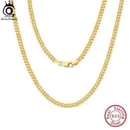 Chains ORSA JEWELS Hip Hop 18K Gold 2.5mm Franco Chain Necklace For Men Fashion 925 Sterling Silver Choker Party Jewellery NMN13