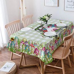 Easter Tablecloth Washable Rectangular Farm Truck Rabbit Tail Colorful Eggs Tablecloth Kitchen Table Easter Party Holiday Dinner