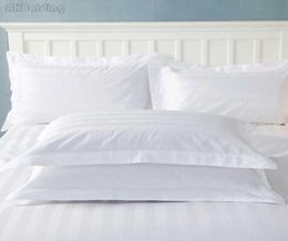 Pure White el Pillow Case 100 Satin Cotton Increase Density Striped Pillow Cover One Pair Pillowcases 50x80cm58x88cm Size SH19094607342
