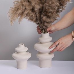 Vases 2 Sets Modern Dried Flower Nordic Style White Plain Ceramic Boho Home Spotted Glazed Vase Handmade Housewarming Gift
