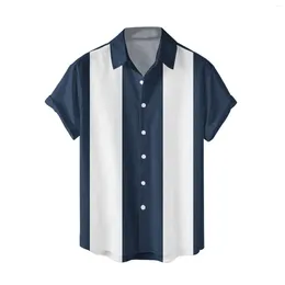 Men's Casual Shirts Summer Fashion Beach Seaside Shirt Digital 3d Printing Lapel Button Short Sleeve Simple Design Korean Clothing Men