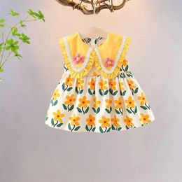 Girl's Dresses Girls Dress Summer Childrens Dress New Cute Lace Big Lapel Floral Sundress New Childrens Dres Skids Cloths