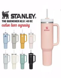 40oz with silvery Logo tumbler stainless steel handle lid straw big capacity beer mug THE QUENCHER H2.0 FLOWSTATE tumbers water bottle powder camping cup1879829