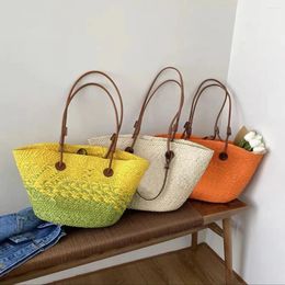 Storage Bags Brand Straw Basket Large Rattan Women Handbag Big Handle Handmade Shoulder Vacation Shopping Beach Bag Tote Purses Y2k