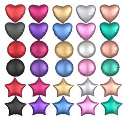 50pcslot 18inch Metal chrome Foil balloon Heart Star Round Matte frosted helium ballons Birthday Wedding party decor whole T4328752