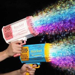 Sand Play Water Fun Bubble Gun Rocket 69 Holes Soap Bubbles Machine Christmas Gift Gun Shape Automatic Blower With Light Pomperos Toys For Kids XMAS L47