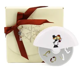 Pizza Cutter Wheel Party Favors Exclusive Wedding Bonbonniere Stainless Steel Kitchen Aid Love Pizza Cutter with Cover