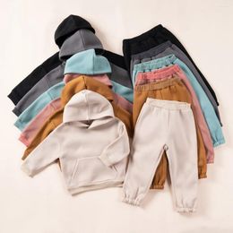 Clothing Sets Children's Spring And Autumn Leisure Suit Boys Girls' Hooded Solid Colour Sweatshirt Sports Pants Two-piece Set