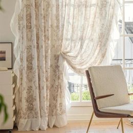 Curtain Custom French European Embroidered Linen Retro Sheer Curtains For Living Room Bedroom Dining White Tulle Window Blackout Luxury