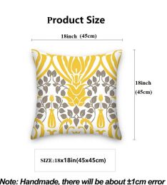 18x18inches Throw Pillow Covers Square,Soft Single-side PrintFlower Decorative Pillows Case for Couch,Bed,Living Room,Car