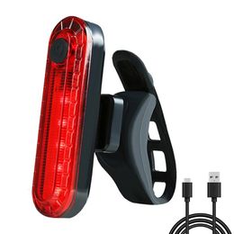 Waterproof Bicycle Tail Lamp USB Rechargeable MTB Bike Flashlight Night Safety Warning Warning Light Ipx5 Cycling Equipment