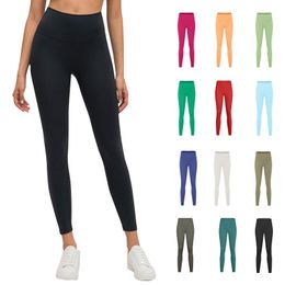 L-1908 High Waist Yoga Leggings Women Push-up Fiess Soft Align Pants Running Elastic Hip Lift T-shaped Sports Training Lady Leggings