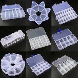 Jewellery Boxes 10 shaped transparent plastic storage box adjustable container used for bead earrings Jewellery rectangular shell