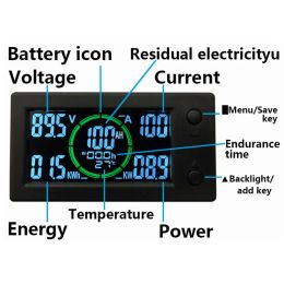 Bluetooth APP 400A DC 0~300v Battery Monitor Hall Coulomb Tester Digital Voltmeter Ammeter Capacity Power AH Voltage Meter