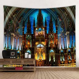 Church Retro European Architecture Theme Tapestry for Home Decorations Bedroom Living Room Hanging Curtain Aestheticism Adults