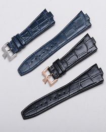 Black Dark Blue Genuine Cow leather straps fit For constantin 47660000G9829 watch 25mm 9mm lug Overseas watchbands bracelet6027539