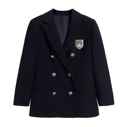 Women's Suits Stylish Blazer Suit Jacket For Women Clothing 2024 Spring Autumn Korean Long Sleeved Slim Blazers Coats Lady Black Tops