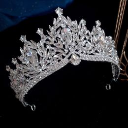 Crystal Flower Crown Bridal Wedding Tiaras and Crowns for Women Silver Colour Rhinestone Hair Jewellery Party Bride Headpiece Gift